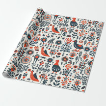 Papier d'enveloppement d'art populaire scandinave