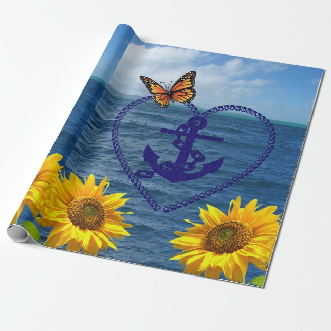 Papier Cadeau Papier d'enveloppement de Ancre de papillon de tou (Déroulé)