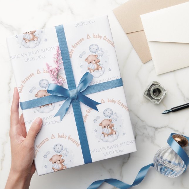 Papier Cadeau Papier d'enveloppement de Baby shower moderne | Bé (Créateur téléchargé)