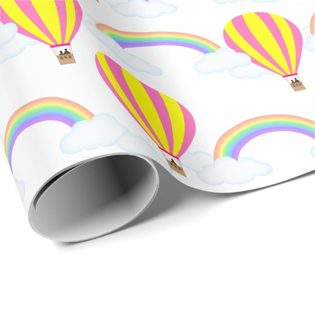 Papier Cadeau Papier d'enveloppement de ballon à air chaud - Arr (Coin rond)