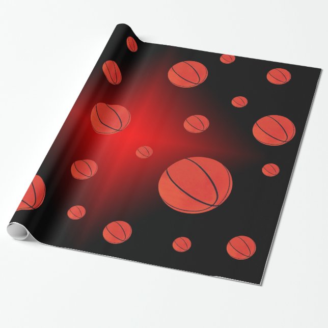 Papier Cadeau Papier d'enveloppement de basket-ball spatial (Déroulé)