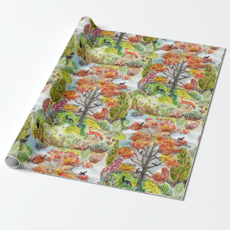 Papier Cadeau Papier d'enveloppement de cabincore Fox Woodland