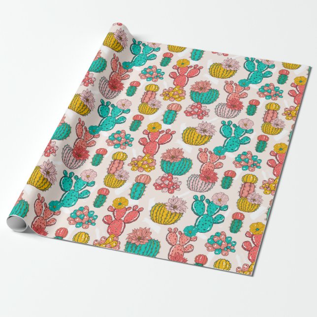 Papier Cadeau Papier d'enveloppement de cactus (Déroulé)