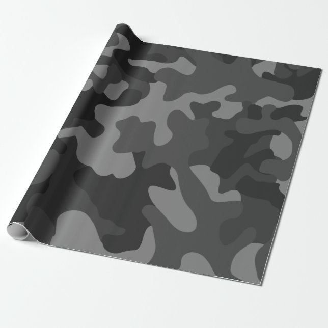 Papier Cadeau Papier d'enveloppement de camo noir et gris, Cadea (Déroulé)