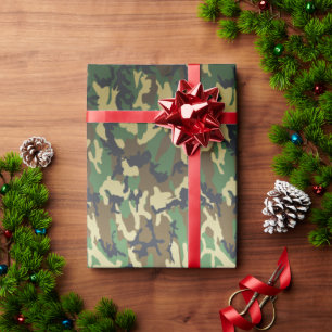 Papier Cadeau Papier d'enveloppement de Camo Woodland