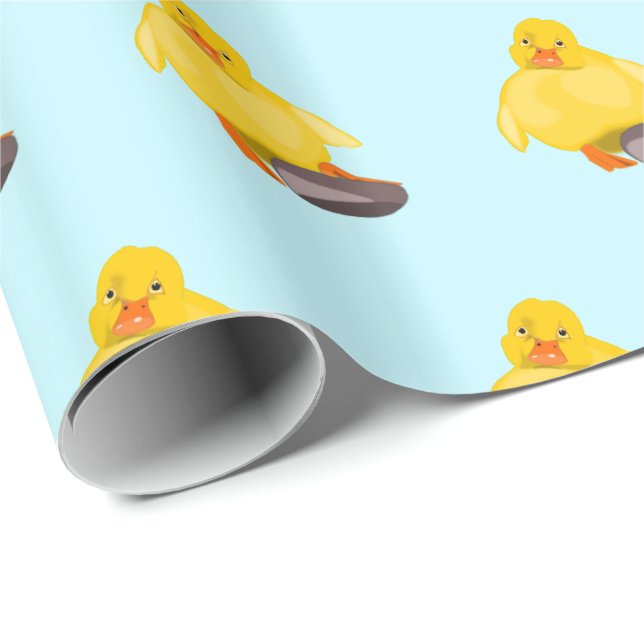 Papier Cadeau Papier d'enveloppement de canard jaune - votre cou (Coin rond)