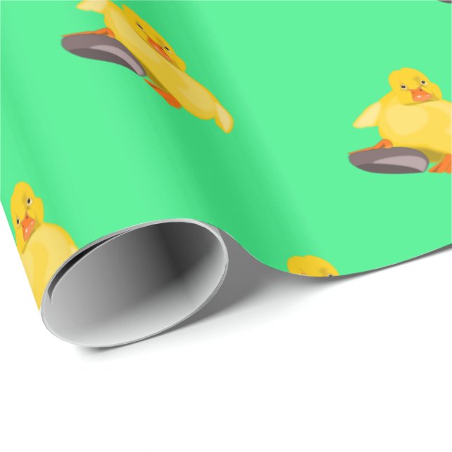 Papier Cadeau Papier d'enveloppement de canards heureux (Coin rond)