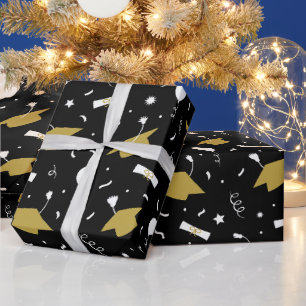 Papier Cadeau Papier d'enveloppement de capuchon noir or