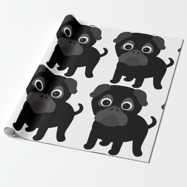 Papier Cadeau Papier d'enveloppement de Carlin noir (Déroulé)