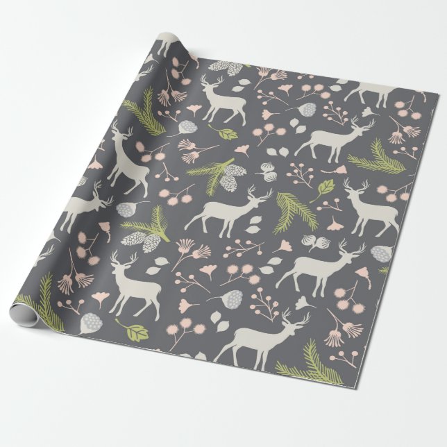 Papier Cadeau Papier d'enveloppement de cerfs rustiques (Déroulé)