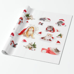 Papier Cadeau Papier d'enveloppement de chatons de Noël adorable