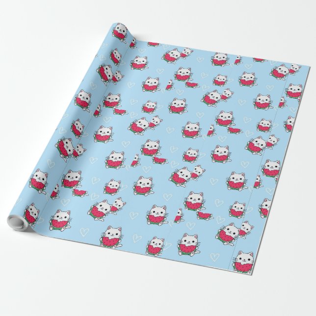 Papier Cadeau Papier d'enveloppement de chats adorable Parfait p (Déroulé)