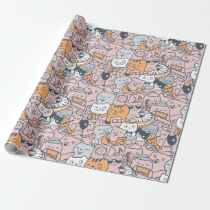Papier Cadeau Papier d'enveloppement de chats adorables