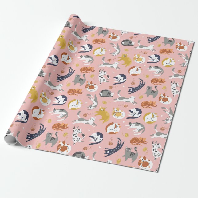 Papier Cadeau Papier d'enveloppement de chats adorables (Déroulé)