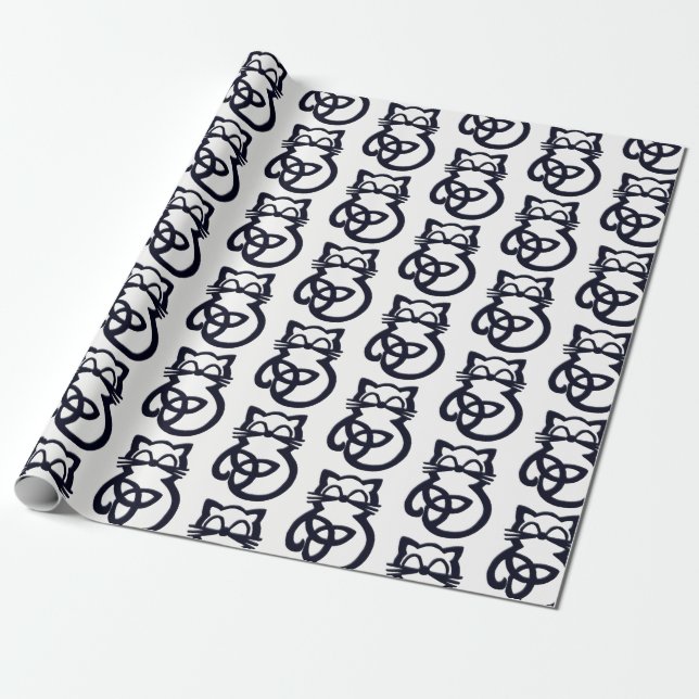 Papier Cadeau Papier d'enveloppement de chats celtiques de noeud (Déroulé)