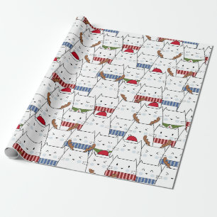 Papier Cadeau Papier d'enveloppement de chats de Noël