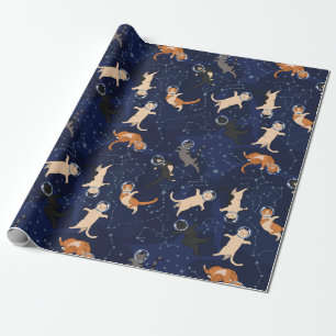 Papier Cadeau Papier d'enveloppement de chats spatiaux