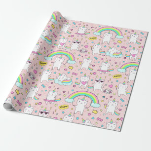 Papier Cadeau Papier d'enveloppement de chats Unicorn