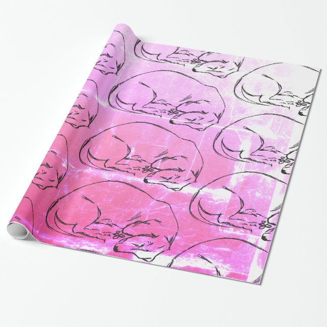 Papier Cadeau Papier d'enveloppement de chien Dachshund, (Déroulé)