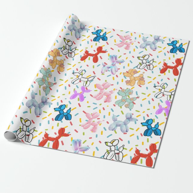 Papier Cadeau Papier d'enveloppement de chien de ballon (Déroulé)