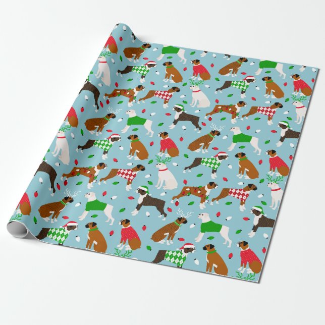 Papier Cadeau Papier d'enveloppement de chien de boîte de Noël (Déroulé)