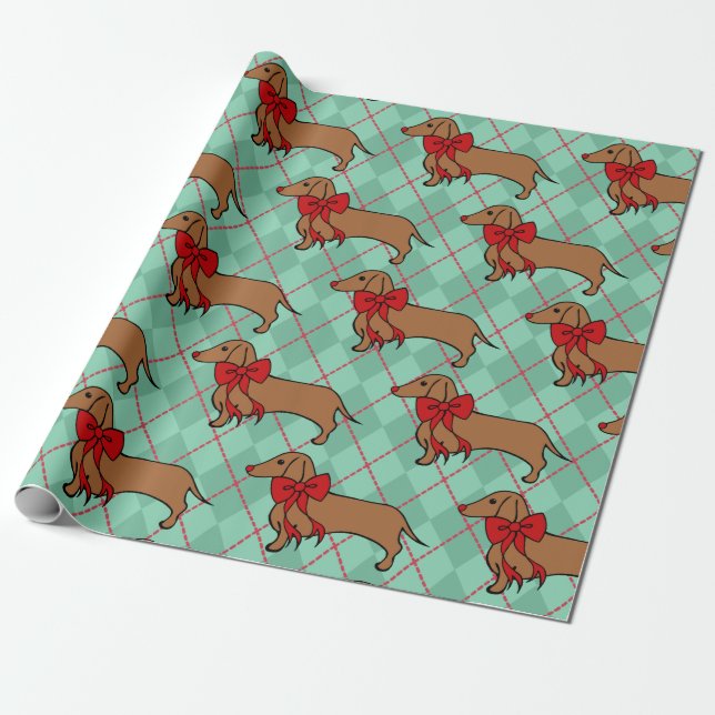 Papier Cadeau Papier d'enveloppement de chien de Noël Jacquard m (Déroulé)