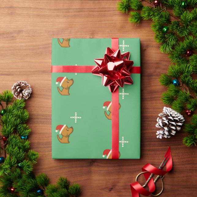 Papier Cadeau Papier d'enveloppement de chien père Noël (Cadeau de vacances)