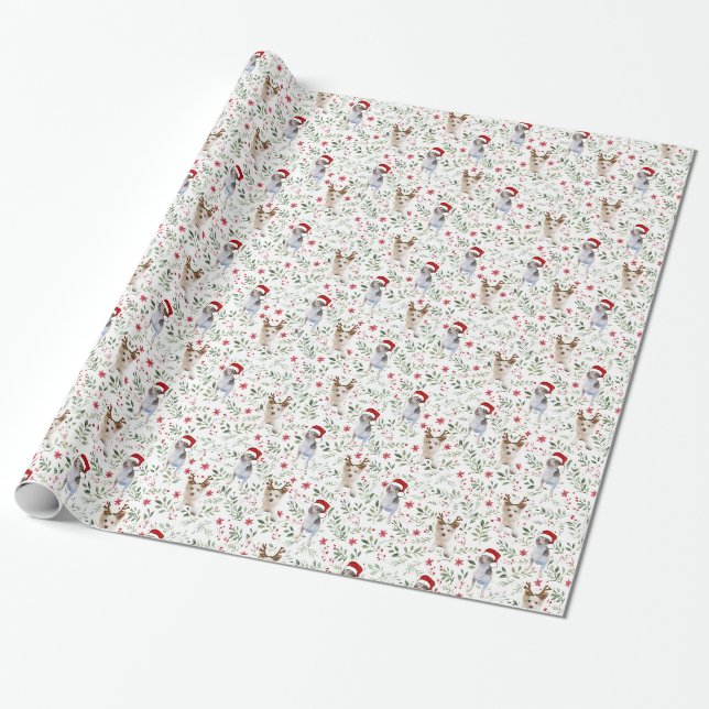 Papier Cadeau Papier d'enveloppement de chiens de Noël (Déroulé)