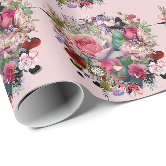 Papier Cadeau Papier d'enveloppement de collage floral (Coin rond)