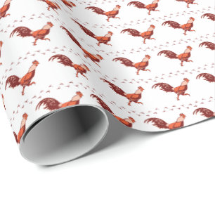 Papier Cadeau Papier d'enveloppement de coq rouge