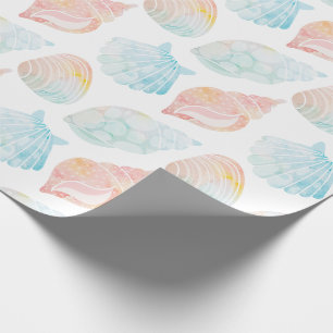 Papier Cadeau Papier d'enveloppement de coquillages d'aquarelle