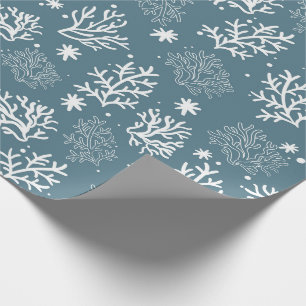 Papier Cadeau Papier d'enveloppement de corail bleu et blanc