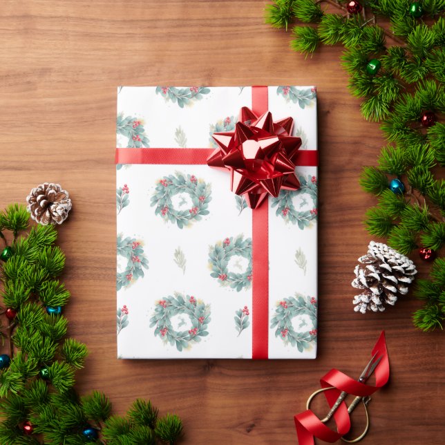 Papier Cadeau Papier d'enveloppement de couronne de Noël (Cadeau de vacances)