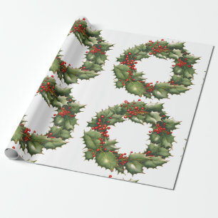 Papier Cadeau Papier d'enveloppement de courroie Holly Berry