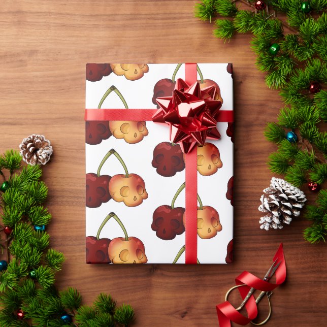 Papier Cadeau Papier d'enveloppement de crâne pour cerisier doux (Cadeau de vacances)