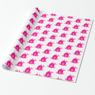 Papier Cadeau Papier d'enveloppement de dauphin rose - brillant