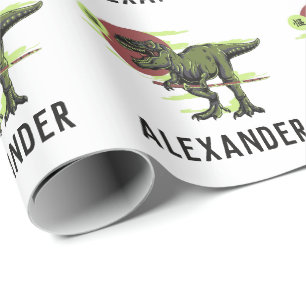 Papier Cadeau Papier d'enveloppement de dinosaure personnalisé