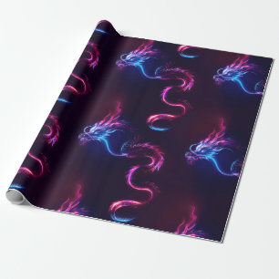Papier Cadeau Papier d'enveloppement de dragon de Neon