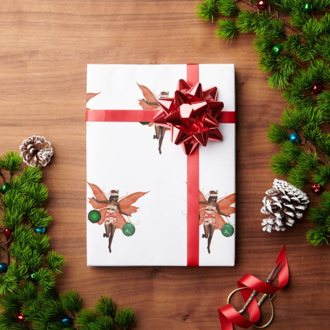 Papier Cadeau Papier d'enveloppement de fées de Noël afro-améric (Cadeau de vacances)