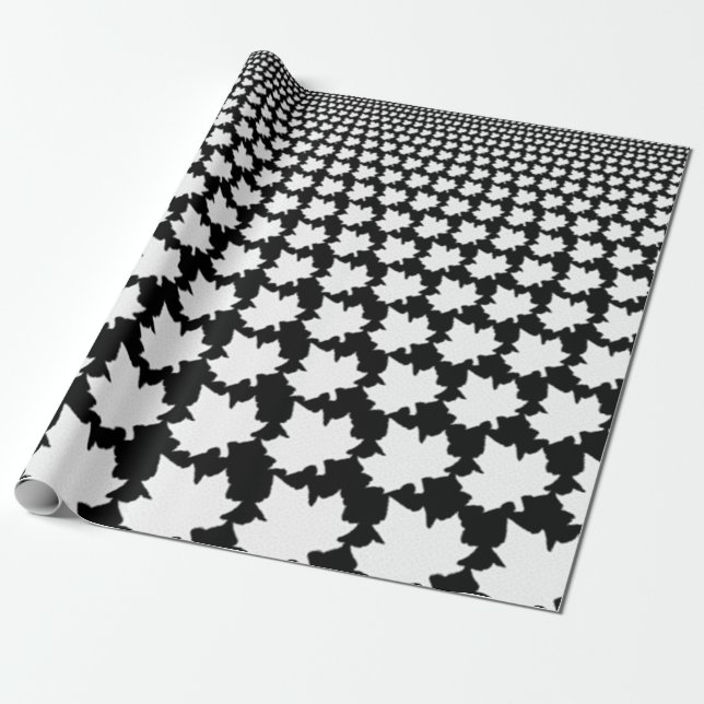Papier Cadeau Papier d'enveloppement de feuilles d'érable noir e (Déroulé)