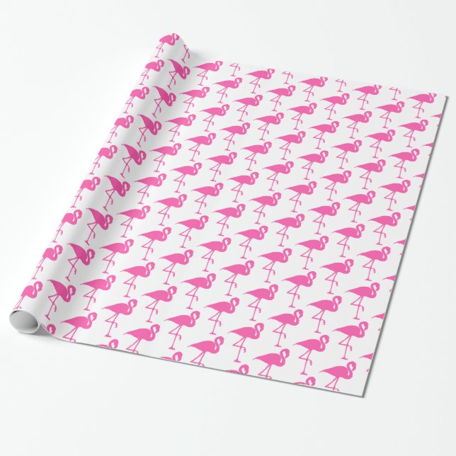 Papier Cadeau Papier d'enveloppement de Flamant rose blanc et ro (Déroulé)