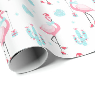 Papier Cadeau Papier d'enveloppement de Flamant rose de Noël