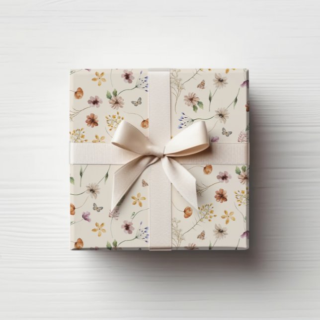 Papier Cadeau Papier d'enveloppement de fleurs de saumons (Boho Flowers Wrapping Paper
)