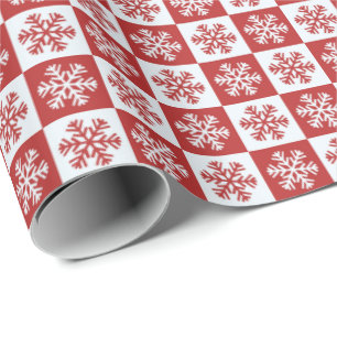 Papier Cadeau Papier d'enveloppement de flocon rouge et blanc