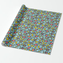 Papier d'enveloppement de flûte à fleurs (jaune)