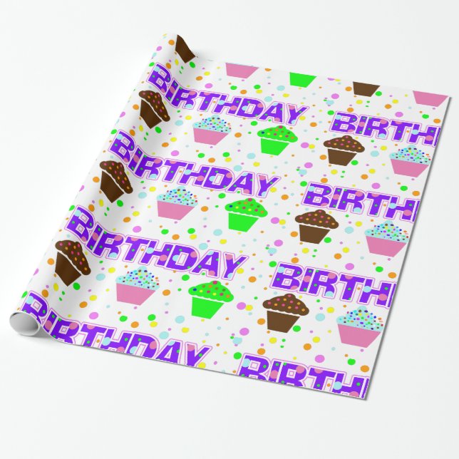 Papier Cadeau Papier d'enveloppement de gâteaux d'anniversaire (Déroulé)