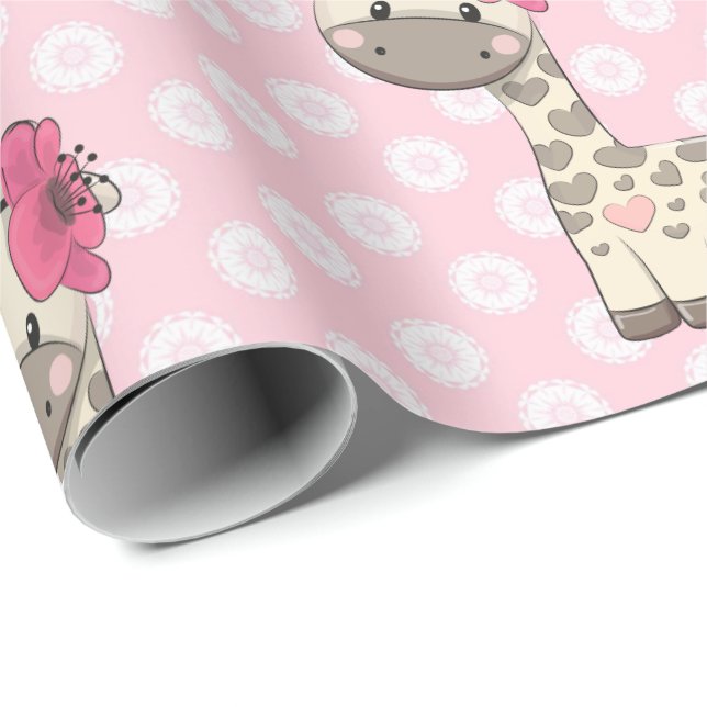 Papier Cadeau Papier d'enveloppement de Giraffe pour bébé (Coin rond)