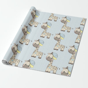 Papier Cadeau Papier d'enveloppement de Giraffe pour bébé en des