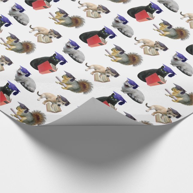 Papier Cadeau Papier d'enveloppement de graduation pour animaux (Coin)