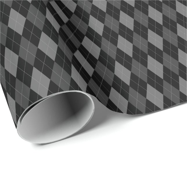 Papier Cadeau Papier d'enveloppement de Jacquard gris et noir (Coin rond)